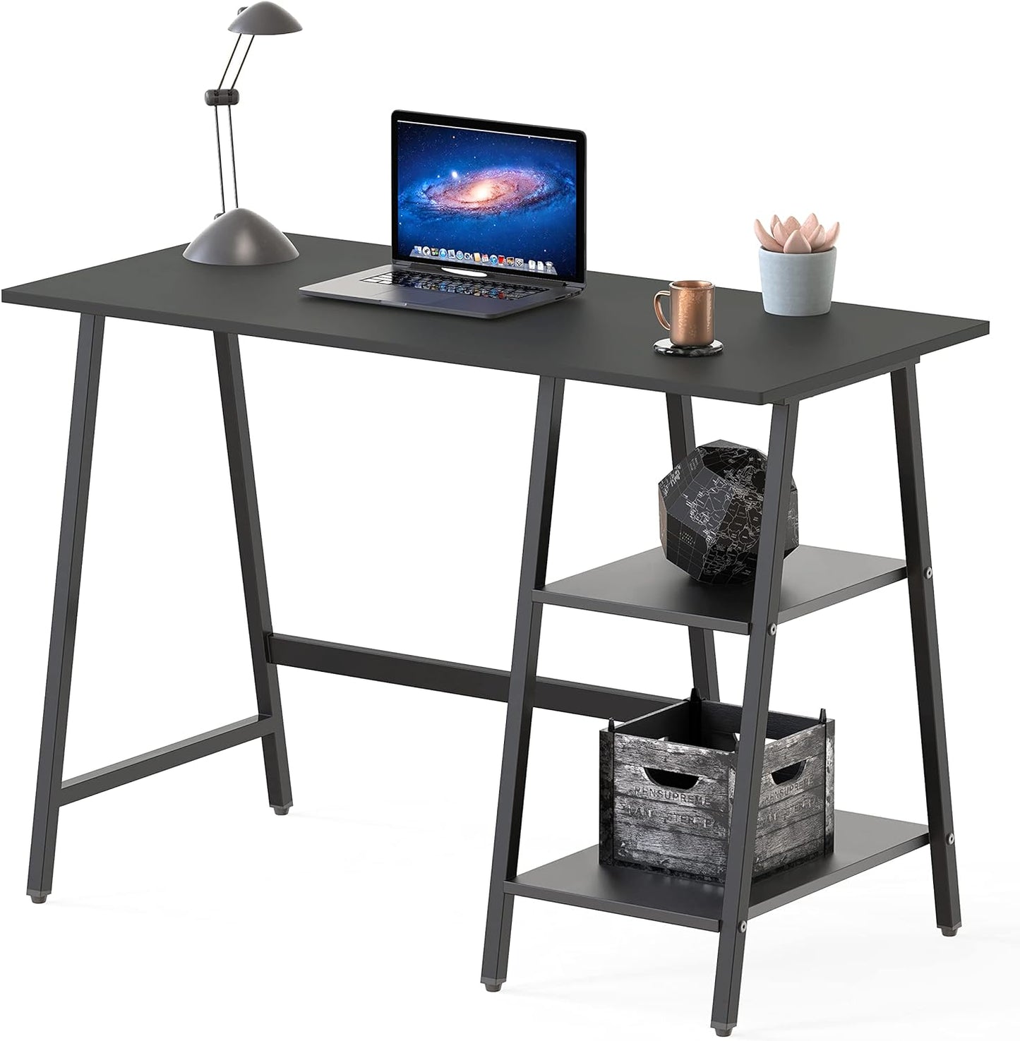 Trestle Home Office Computer Desk, Black